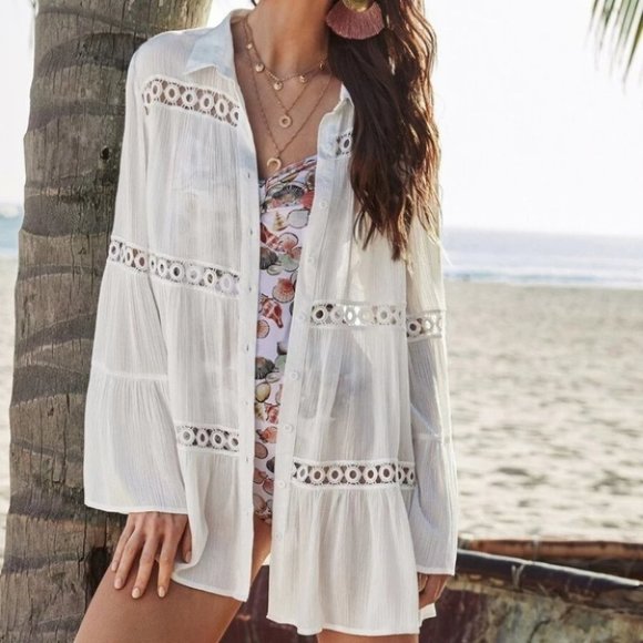 Tops - VACAY Bell Sleeve Layered Cover Up